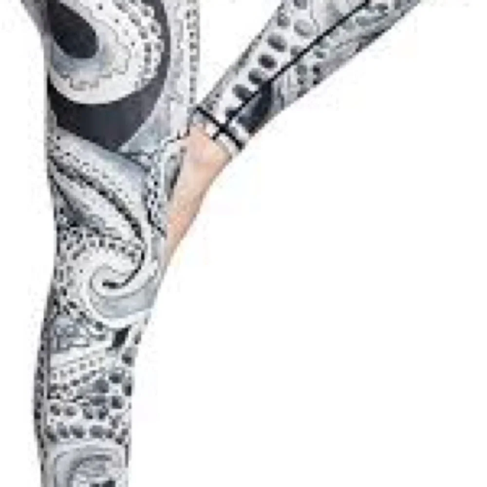Octopus Tentacle Print Yoga Leggings - Black and Gray